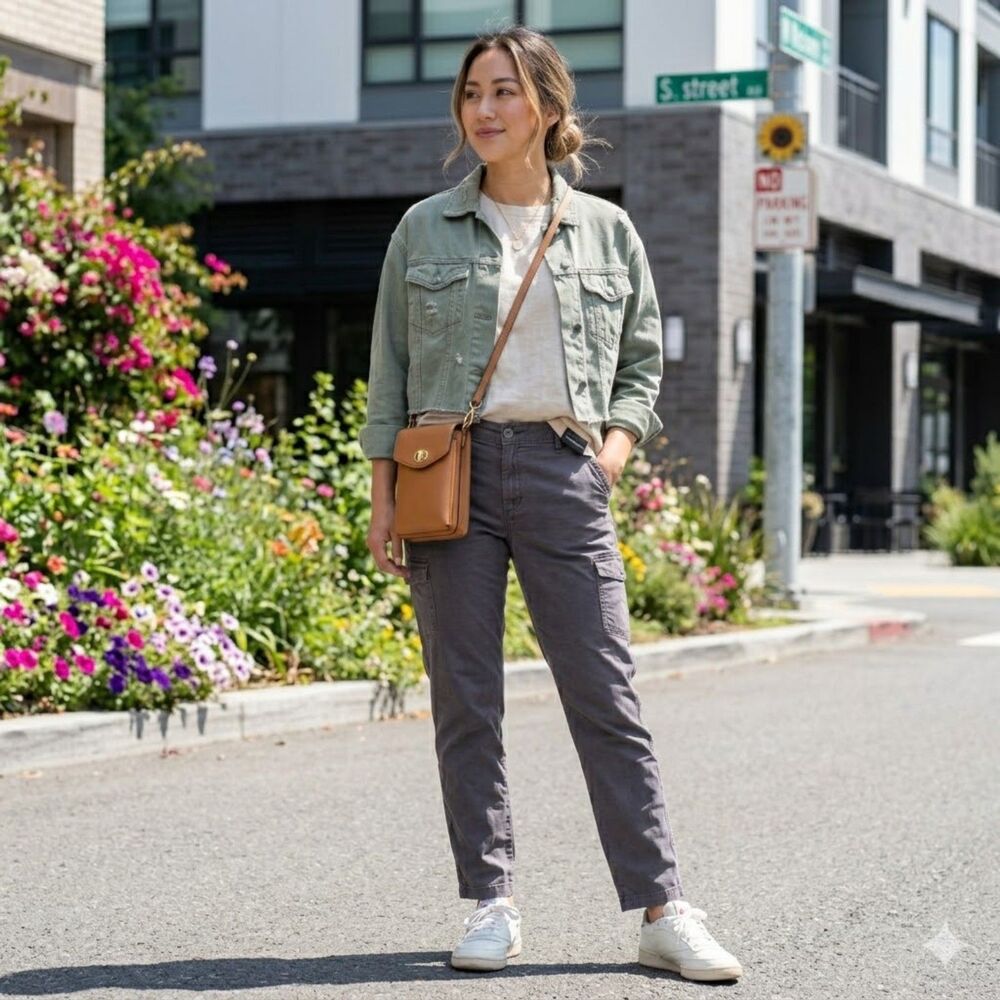 Eddie Bauer Women's Gray Stretch Utility Cargo Pants Straight Leg Mid Rise